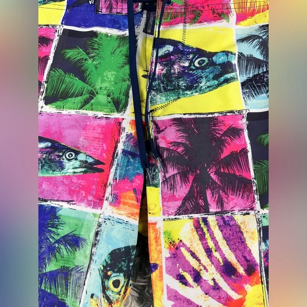 Salt life Men’s Multi-color Board Shorts SLX-QD Vapor Stretch Size 34